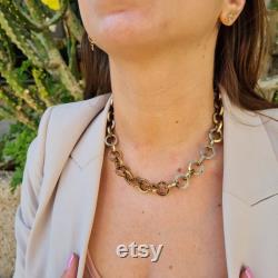 Gold Chain Choker, Mordern Gold Toggle chunky links Necklace, Statement Necklace ,