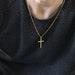 Gold Cross Necklace Gold Necklace Men Gold Chain Necklace Religious Jewelry Medallion Necklace Thick Chain Necklace Father's Day