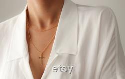 Gold Cross Necklace Gold Necklace Men Gold Chain Necklace Religious Jewelry Medallion Necklace Thick Chain Necklace Father's Day