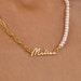 Gold Name Necklace, Double Sided Chain, Pearl and Paperclip Chain Jewelry, Personalized Name Necklace, Trend Jewelry, Christmas Gift For Her