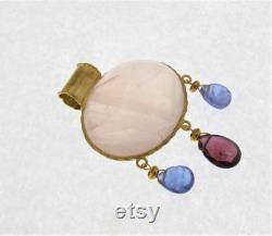 Gold Pendant ''NEL BLU'' Blue pendant- Jolite- mexican amber- romantic pendant
