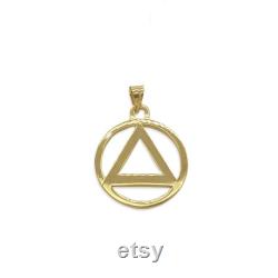 Gold Sobriety Pendant 14kt AA Pendant Sobriety Charm Recovery Pendant Sobriety Necklace Large or Small Size