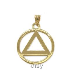 Gold Sobriety Pendant 14kt AA Pendant Sobriety Charm Recovery Pendant Sobriety Necklace Large or Small Size