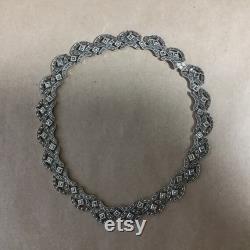 Gorgeous Vintage Sterling Silver Necklace Choker, marked 925,Thailand, 60 Grams
