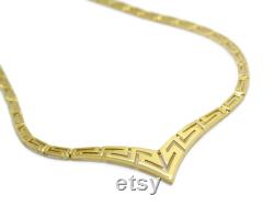 Greek Meander Necklace Gold , 14K Solid Gold Necklace, Greek Key Necklace, Yellow Gold Necklace, Greek Key Necklace Jewelry, Greek Jewelry