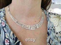 Greek key necklace in sterling silver 925.