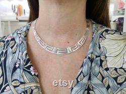 Greek key necklace in sterling silver 925.