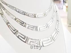 Greek key necklace in sterling silver 925.