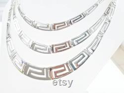 Greek key necklace in sterling silver 925.