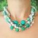 Green Agate Beaded Bib Necklace, Turquoise Multistrand Layering Chunky Statement Necklace, Big Bold Unusual Necklace, Gift for Mum Her Woman