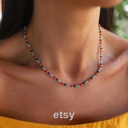 Green and Red Jade, Onyx, Turquoise, Pearl, Lapis Lazuli, Coral, Mix and Gold, Natural Stone, Beaded Elegant Necklace