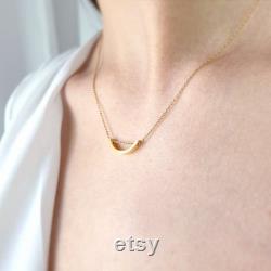 Half Circle Necklace 14k In Solid Gold Custom Gold Necklace Woman Jewelry Minimalist Necklace Valentines Day Gift Anniversary Gift