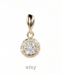 Halo Diamond Pendant-0.90 Carats Gold Diamond Pendant-14K Yellow Gold necklace-For her-Anniversary gift-Halo necklace-Diamond necklace