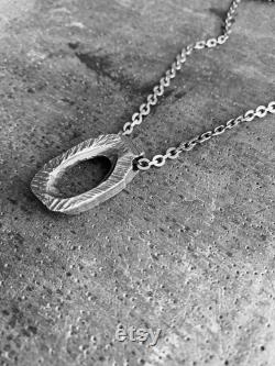 Hand Carved Circle Necklace, Geometric Pendant Necklace, Brutalist Jewelry, Unisex Ring Necklace, Layering Necklace