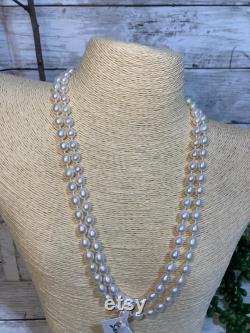 Hand Knotted Double Strand Freshwater Pearl Necklace