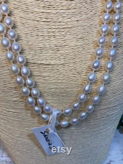 Hand Knotted Double Strand Freshwater Pearl Necklace