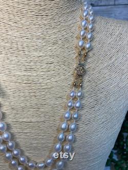 Hand Knotted Double Strand Freshwater Pearl Necklace