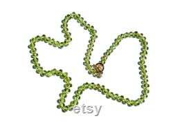 Hand Knotted Natural Peridot on Silk Necklace, High Quality Peridot Gemstone Beads with a Gold Vermeil Toggle Clasp, Candy Necklace