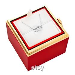 Handmade Engravable Heart Necklace with Eternal Rose Box Name Engraved Necklace Real Preserved Rose Eternal Rose Box