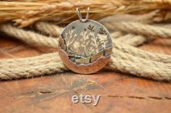 Handmade Hammered 925 Sterling Silver Tree Pendant Valentines Day