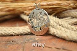 Handmade Hammered 925 Sterling Silver Tree Pendant Valentines Day