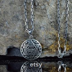 Handmade Islamic Necklace, Seal of Solomon Necklace, 925K Sterling Silver Necklace, Star of David Necklace for Men, Arabic Pendant