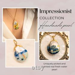 Handmade Pearl Necklace, Real Freshwater Pearl, Hand-painted Baroque Pearl necklace, Wedding Gift, Anniversary Gift, Charm Necklaces