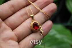 Handmade Ruby Silver Necklace Gift For Her Handmade Gift