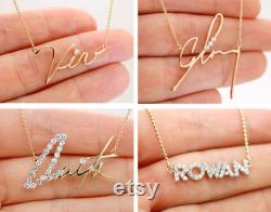 Handwriting Necklace, 14K Gold Name Necklace, Custom Cursive Name Solid Rose Gold Necklace Personalized Jewelry Graduation Handwriting Font