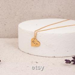Heart And Letter Necklace, Letter Engraved Heart Necklace, Valentines Day Gift, Initial Engraved Necklace, Custom Engraved Heart Necklace