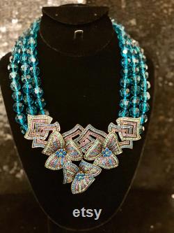 Heidi Daus Gotta Have It Crystal Accented Blue Beaded Necklace