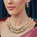 High Quality Gold Plated Kundan and Shell Pearls Studded Green Enamel Paint Tear Drop Designer 2 Layered Necklace Set Indian Bollywood Jewelry