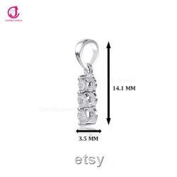 IGI Certified 14k White Gold Pendant, 3-Stone Pendant, Dangling Diamond Pendant, April Birthstone, Valentine's gift With Silver Chain