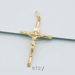 INRI Jesus Crucifix Cross Pendant Real 10K Yellow Gold All Sizes