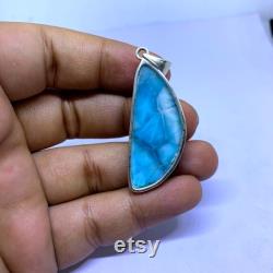 Immaculate Top Grade Quality 100 Natural Larimar 925 Sterling Silver Pendant Handmade Jewelry Size 41X17X8 mm LP-13