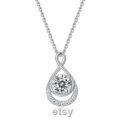 Infinity Pendant Necklace, 1 Ct Moissanite Diamond Necklace, 925 Sterling Silver Round Pendant, Anniversary Gift for Her, Infinity Necklace