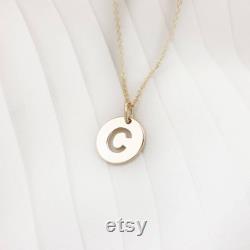 Initial Necklace 14k In Solid Gold Monogram Necklace Personalized Jewelry Anniversary Gift Woman Jewelry Letter Gold Necklace