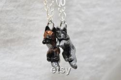 Interlocking Wolf and Fox Love Necklaces His and Hers Cuddle Couple