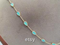 Ippolita Solid 18K Yellow Gold Turquoise Multi Station Necklace Adjustable Length Polished Rock Candy