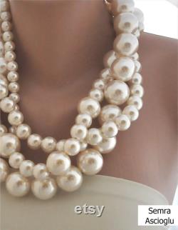 Ivory Pearl Necklace, Bold Bridal Necklace