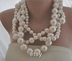 Ivory Pearl Necklace, Bold Bridal Necklace