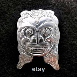 Kwakiutl First Nation Custom Sterling Silver 'Bukwas' Spirit of the Dead Pendant West Coast Native Indigenous Art Jewelry