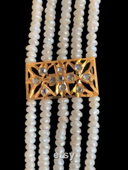 LN58 Naira Hyderabadi jadau necklace or rani haar in fresh water pearls , Indian jewellery