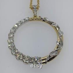 Lab Grown Diamond Vine Pendant Yellow and White Gold and 22 Cable Chain