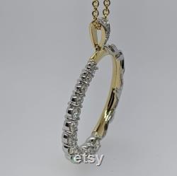 Lab Grown Diamond Vine Pendant Yellow and White Gold and 22 Cable Chain