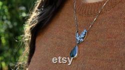 Labradorite leafly necklace in patined sterling silver