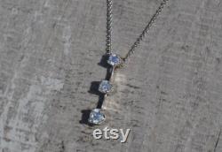 Ladies Three Stone Diamond Necklace in 14K White Gold