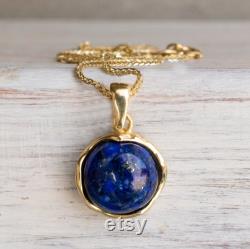 Lapis Lazuli Necklace, 14K Solid Yellow Gold Pendant, December Birthstone Necklace, Gold Necklace, Blue Necklace, Lapis Necklace, Wife Gift