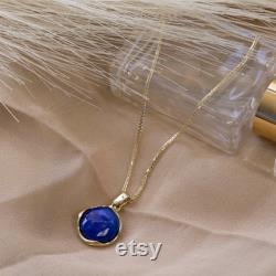 Lapis Lazuli Necklace, 14K Solid Yellow Gold Pendant, December Birthstone Necklace, Gold Necklace, Blue Necklace, Lapis Necklace, Wife Gift