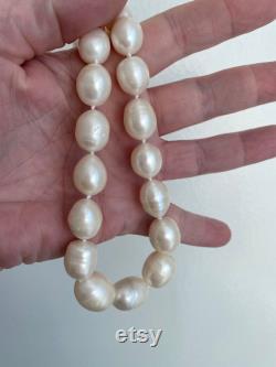 Large Vintage Baroque Pearl Strand Necklace.